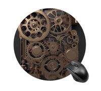 Tappetino per mouse con ingranaggi meccanici Steampunk, piccolo tappetino per mouse con base in gomma antiscivolo, comodo tappetino per mouse da gioco, rotondo, impermeabile, per ufficio e casa, 19 x