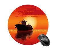 Tappetino per mouse con la nave cisterna sull'alba rossa, piccolo tappetino per mouse con base in gomma antiscivolo, comodo tappetino per mouse da gioco, rotondo, impermeabile, per ufficio, casa
