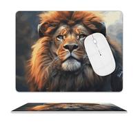 Tappetino per mouse con leone SciFi, impermeabile, con base in gomma antiscivolo, bordo cucito, divertente, per casa, ufficio, dormitorio, scrivania, accessori decorativi, 20,3 x 25,4 cm