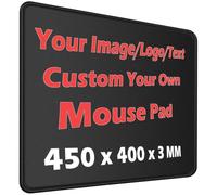 Tappetino per mouse con logo personalizzato, tappetino da scrivania con bordi cuciti personalizzati con la tua immagine e il tuo testo, accessori da scrivania antiscivolo 45x40cm