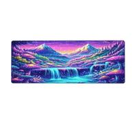 Tappetino per mouse con luna chiara, farfalle e cielo stellato con grande base in gomma antiscivolo estesa con bordi cuciti, tappetino per mouse da gioco per PC desktop grande 31,8 x 31,5 cm