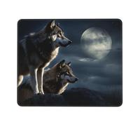 Tappetino per mouse con lupi al chiaro di luna, 20 x 24,1 cm, tappetino per mouse personalizzato, tappetino per mouse da gioco, impermeabile, lavabile, con base in gomma antiscivolo, tappetino per