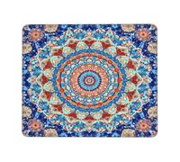 Tappetino per mouse con mandala colorato, motivo etnico floreale, con bordi cuciti, base in gomma antiscivolo, tappetino per mouse per PC portatile, 22 x 18 cm