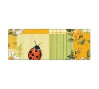 Tappetino per mouse con margherite a griglia gialla, grande, 80 x 30 cm, con farfalla e coccinelle, tappetino per mouse da gioco con base in gomma antiscivolo, per ufficio e uso domestico