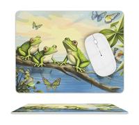 Tappetino per mouse con molte rane che cantano sui rami con farfalle estive sul lago dell'acqua tappetino per mouse impermeabile e antiscivolo tappetino per mouse portatile comodo per desktop, casa