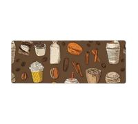 Tappetino per mouse con motivo chicco di caffè, grande, 80 x 30 cm, tappetino per mouse da gioco con base in gomma antiscivolo, tappetino da scrivania per ufficio e uso domestico