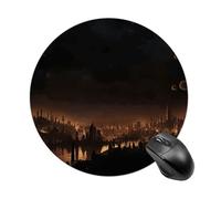 Tappetino per mouse con motivo città nel buio, divertente, rotondo, in gomma antiscivolo, accessorio da scrivania per computer portatile, 19 x 20 cm, per ufficio e uso domestico