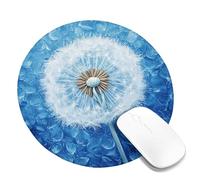 Tappetino per mouse con motivo floreale blu e dente di leone, morbida opera d'arte con fiori bianchi, tappetino per mouse in gomma antiscivolo per primavera, casa, ufficio, elegante accessorio da