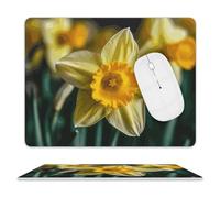 Tappetino per mouse con motivo floreale di narciso, con base antiscivolo, tappetino per mouse da gaming, impermeabile, tappetino da scrivania per computer portatile, accessori da scrivania per ufficio