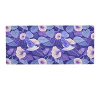 Tappetino per mouse con motivo floreale e uccellini, non lavabile, per il riposo, 80 x 30 cm, colore: viola