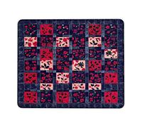 Tappetino per mouse con motivo floreale patchwork, colore rosso navy, antiscivolo, lavabile, per casa, ufficio, computer, laptop, perfetto per primavera ed estate, quadrato, 20,3 x 25,4 cm