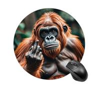 Tappetino per mouse con motivo gorilla, divertente, rotondo, in gomma antiscivolo, accessorio da scrivania per computer portatile, 19 x 20 cm, per ufficio e uso domestico
