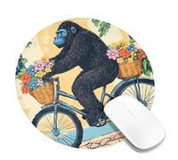 Tappetino per mouse con motivo gorilla, motivo floreale colorato, divertente tappetino per mouse in stile artistico per casa, ufficio, computer, tappetino da gioco antiscivolo, rotondo, 20,3 x 20,3 cm
