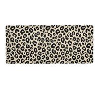 Tappetino per mouse con motivo leopardato, color crema, nero, non lavabile, per scrivere un sottile tappetino per mouse grande, 80 x 30 cm