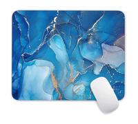 Tappetino per mouse con motivo marmo blu brillante, design personalizzato, quadrato, impermeabile, base in gomma antiscivolo, per ufficio, casa, laptop, viaggi, 24 x 20 x 0,3 cm
