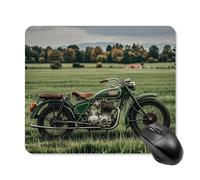 Tappetino per mouse con motivo motociclette su erba verde con bordo cucito, tappetino per mouse di alta qualità, panno lavabile, tappetino per mouse in gomma antiscivolo, design perfetto per giochi