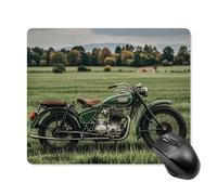 Tappetino per mouse con motivo motociclette su erba verde con bordo cucito, tappetino per mouse di alta qualità, panno lavabile, tappetino per mouse in gomma antiscivolo, design perfetto per giochi