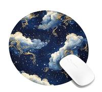 Tappetino per mouse con motivo nuvola elegante, antiscivolo, lavabile, per casa e ufficio, ideale per la decorazione delle vacanze, rotondo, 20,3 x 20,3 cm