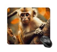 Tappetino per mouse con motivo scimmia sull'albero, con bordo cucito, panno lavabile, antiscivolo, design perfetto per giochi, laptop, lavoro in ufficio