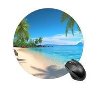 Tappetino per mouse con motivo spiaggia hawaiana e palme, rotondo, antiscivolo, impermeabile, con base in gomma, carino per lavoro, ufficio, casa, gioco, laptop, uomini e donne, di piccole dimensioni,