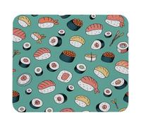 Tappetino per mouse con motivo sushi, 25 x 21 cm, ultra sottile, con base antiscivolo, per computer portatile da gioco, uso domestico e ufficio