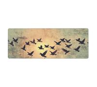 Tappetino per mouse con motivo "Uno stormo di uccelli al tramonto", con base in gomma antiscivolo estesa e bordi cuciti, tappetino per mouse grande, 30 x 80 cm