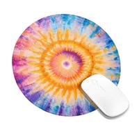 Tappetino per mouse con motivo vibrante sunburst, design colorato con alba giallo brillante e viola, perfetto per primavera ed estate, casa, ufficio, antiscivolo, lavabile, tappetino per mouse rotondo
