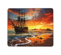Tappetino per mouse con nave pirata al tramonto, con cuciture anti-sfilacciamento, tappetino per mouse da gioco impermeabile per donne e uomini, base in gomma antiscivolo, tappetino per mouse per