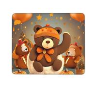 Tappetino per mouse con orsetto del Ringraziamento che balla con bordo a punto di blocco, grande, spesso, antiscivolo, per attività in ufficio