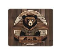 Tappetino per mouse con orso rustico Lodge, quadrato, con retro in gomma antiscivolo, per gaming/computer/forniture per ufficio, 25,4 x 30,5 cm