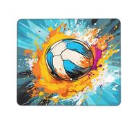 Tappetino per mouse con pallavolo arcobaleno, tappetino per mouse da gioco con bordi cuciti, base in gomma antiscivolo, per PC portatile, 30 x 25 cm