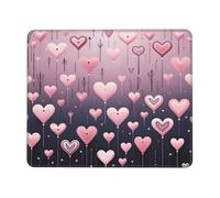 Tappetino per mouse con palloncino a forma di cuore rosa, per San Valentino, romantico, con bordi cuciti, base in gomma antiscivolo, tappetino per mouse per PC portatile 24 x 20