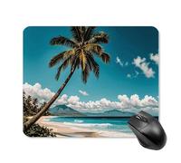 Tappetino per mouse con palme Hawaii Beach con bordo cucito, tappetino per mouse di alta qualità, panno lavabile, tappetino per mouse in gomma antiscivolo, design perfetto per giochi, laptop, lavoro