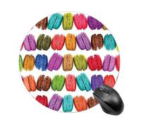 Tappetino per mouse con pasticcini aromatizzati a macaron, portatile, rotondo, da gioco, carino, piccolo, decorativo, antiscivolo, per casa, ufficio, lavoro, 19 x 20 cm