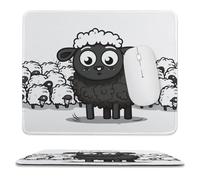 Tappetino per mouse con pecore nere e bianche, tappetino per mouse antiscivolo, tappetino per mouse per gamer, laptop, ufficio, casa, viaggi, 24,9 x 30 cm