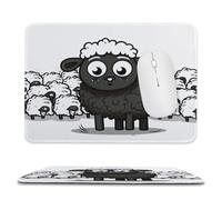 Tappetino per mouse con pecore nere e bianche, tappetino per mouse antiscivolo, tappetino per mouse per computer portatile, ufficio, casa, viaggi, 20 x 23,9 cm