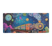 Tappetino per mouse con pianeta a vapore e treno a vapore, per giocare e scrivere, grande, grande, 80 x 30 cm