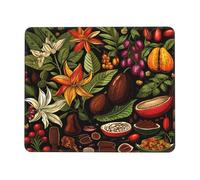 Tappetino per mouse con pianta di cacao e foglie e fiori, tappetino per mouse con bordi cuciti, base in gomma antiscivolo, tappetino per mouse per PC portatile, 22 x 18 cm