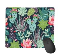 Tappetino per mouse con piante grasse e cactus, tappetino per mouse quadrato impermeabile, base in gomma antiscivolo, bordi cuciti durevoli, tappetino per mouse per computer, per gaming, casa,