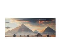 Tappetino per mouse con piramidi e dischi volanti fantascientifici in grande base in gomma antiscivolo con bordi cuciti, tappetino per mouse da gioco per PC desktop grande 31,8 x 31,5 cm