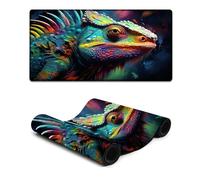 Tappetino per mouse con pittura camaleonte colorata bordi cuciti tappetino per mouse per sensori da gioco basso attrito superficiale antiscivolo accessori da gioco per Mac e PC 30x60cm