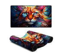 Tappetino per mouse con pittura colorata di Bobcat bordi cuciti per sensori da gioco basso attrito superficiale antiscivolo accessori da gioco per Mac e PC 40X75cm.