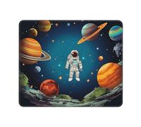 Tappetino per mouse con razzo spaziale e astronauta, design personalizzato, tappetino per mouse impermeabile per gaming, lavabile, con base in gomma antiscivolo, quadrato, per laptop, ufficio, casa