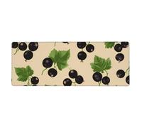 Tappetino per mouse con ribes nero, grande, 80 x 30 cm, con foglie verdi, tappetino per mouse da gioco con base in gomma antiscivolo, tappetino da scrivania per ufficio e uso domestico