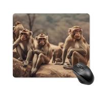 Tappetino per mouse con scimmia seduta su pietra, con bordo cucito, panno lavabile, antiscivolo, design perfetto per giochi, laptop, lavoro in ufficio