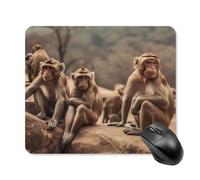 Tappetino per mouse con scimmia seduta su pietra, con bordo cucito, panno lavabile, antiscivolo, design perfetto per giochi, laptop, lavoro in ufficio
