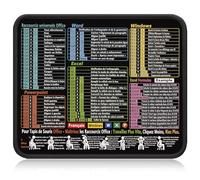 Tappetino per Mouse con Scorciatoie Excel Word PPT Win in Francese, Design Antiscivolo con Bordi Cuciti, 250x300x2mm, Mousepad per PC Office, Accessorio Scrivania per Lavoro e Studio