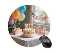 Tappetino per mouse con scritta "Happy Birthday", grazioso tappetino per mouse rotondo da donna, con base in gomma antiscivolo, lavabile, per computer portatile, casa, ufficio, scrivania, 19 x 20 cm