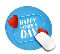 Tappetino per mouse con scritta "Happy Fathers Day", motivo cuori blu, in gomma antiscivolo, per gaming, ufficio, computer portatile