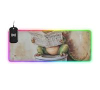 Tappetino per mouse con scritta in inglese "Cute Green Dragon Reads The Newspaper Wirel" per scrivania, antiscivolo, 89,9 x 39,9 cm, motivo: anime